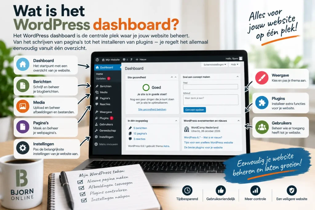 WordPress dashboard uitgelegd