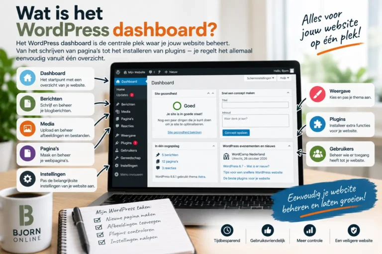 WordPress dashboard uitgelegd